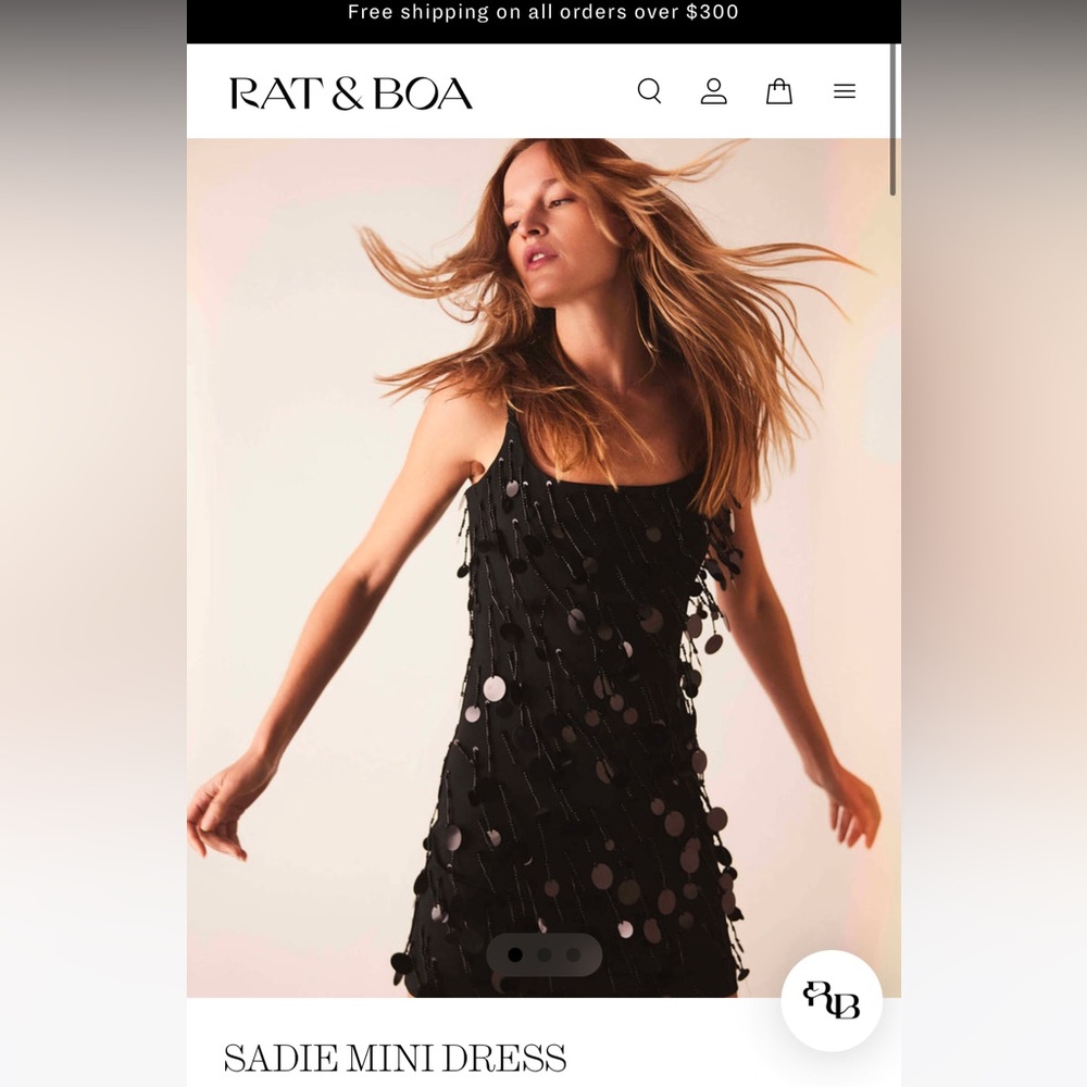 Rat and boa Sadie mini dress. Size medium. Worn once!